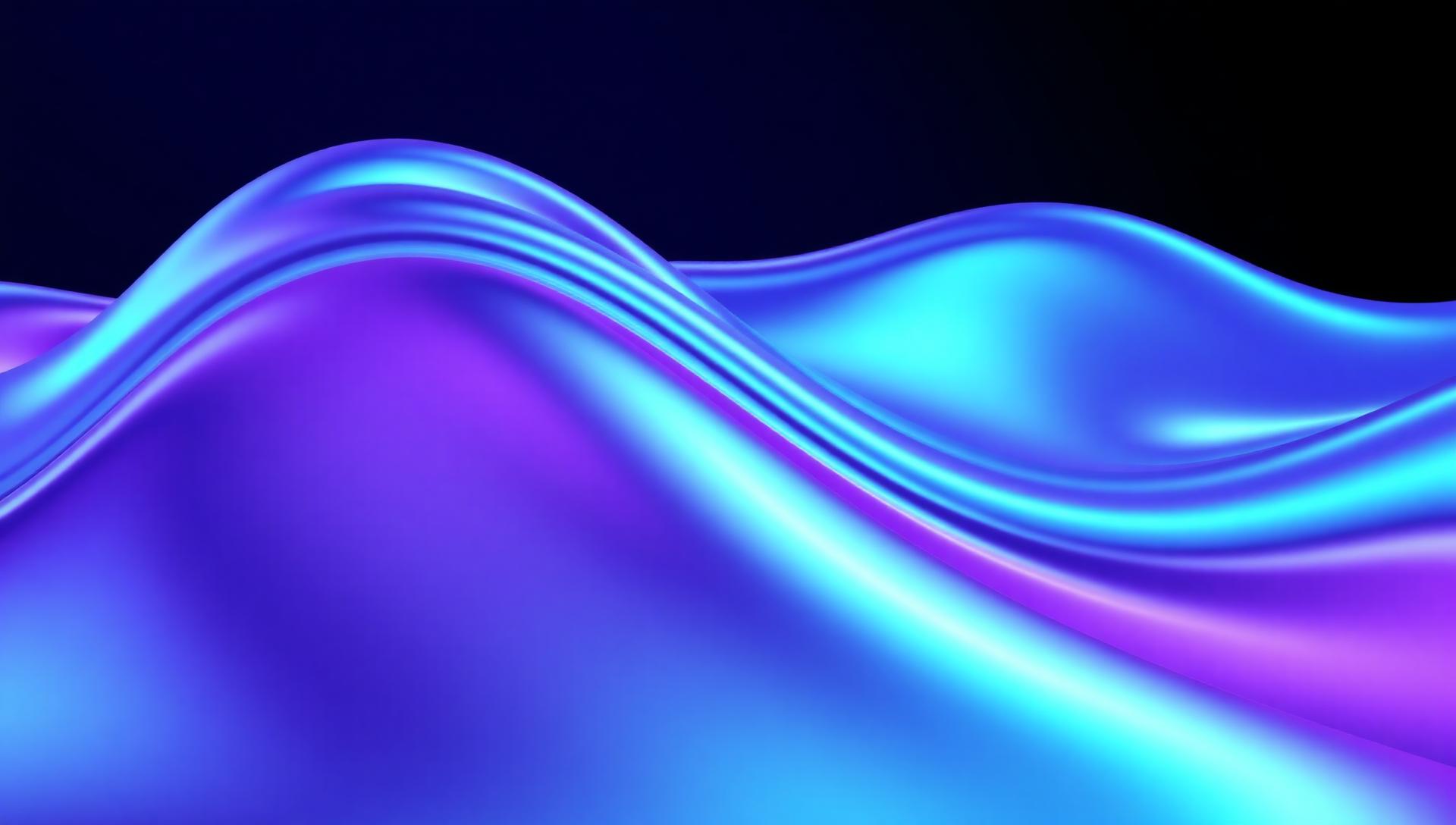 Iridescent liquid waves in purple and blue